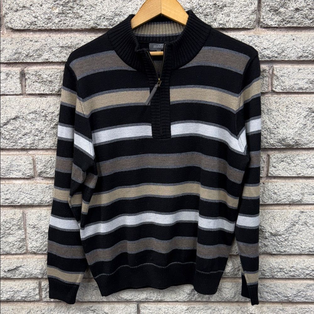 Striped Black Brown and Gray Men's Sweater